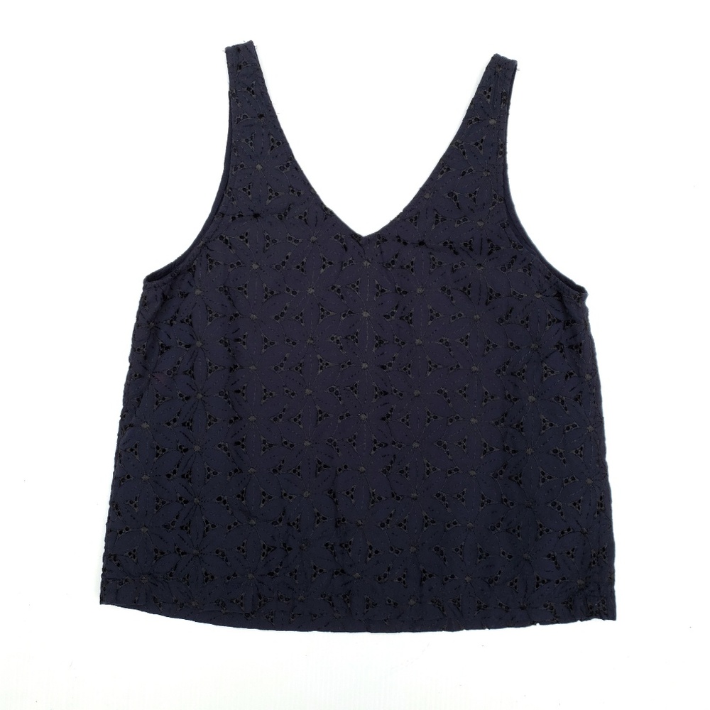 A New Day Navy Eyelet Floral Embroidered Crop Top - Picture 5 of 7
